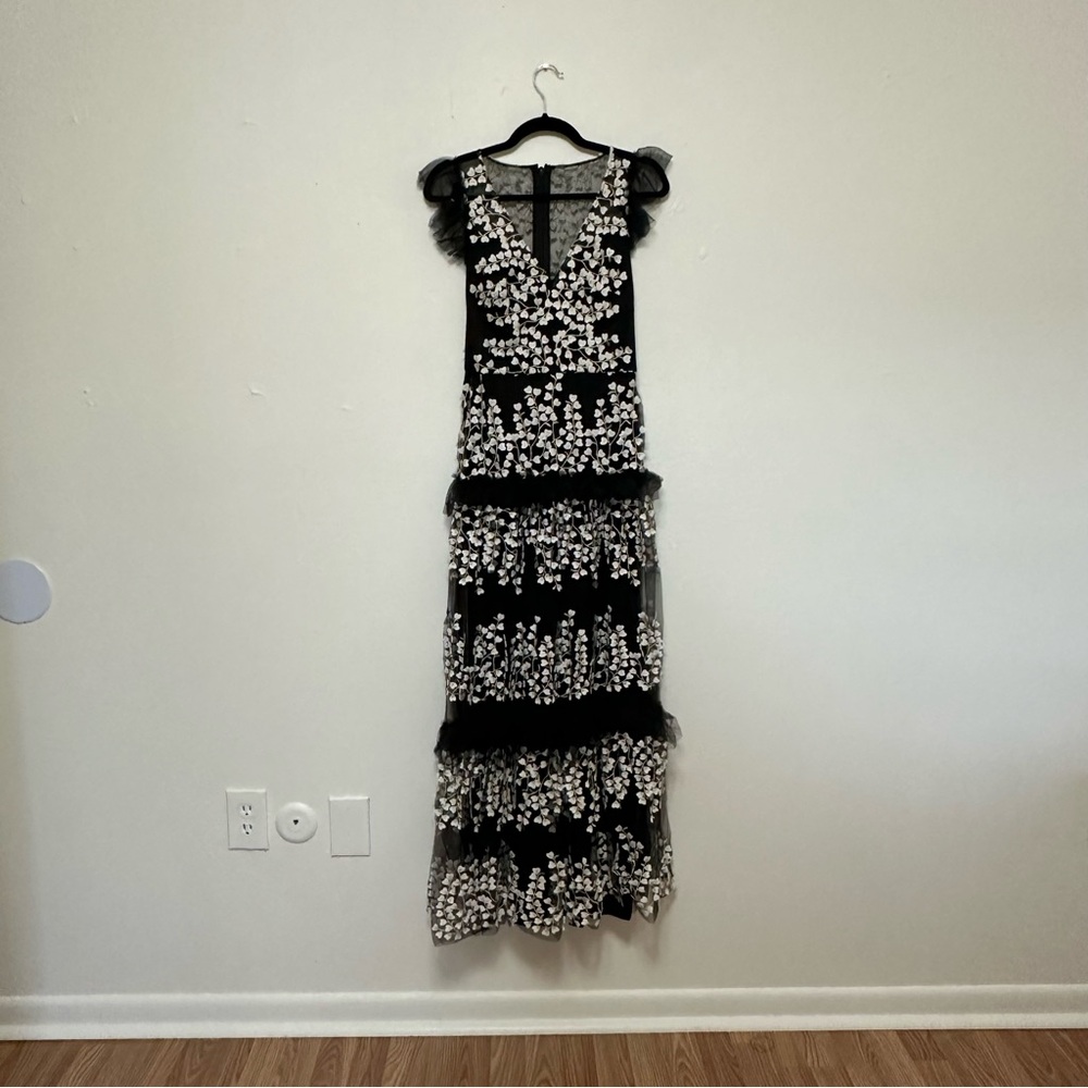 BCBGMAXAZRIA Tulle Layered Gown Dress